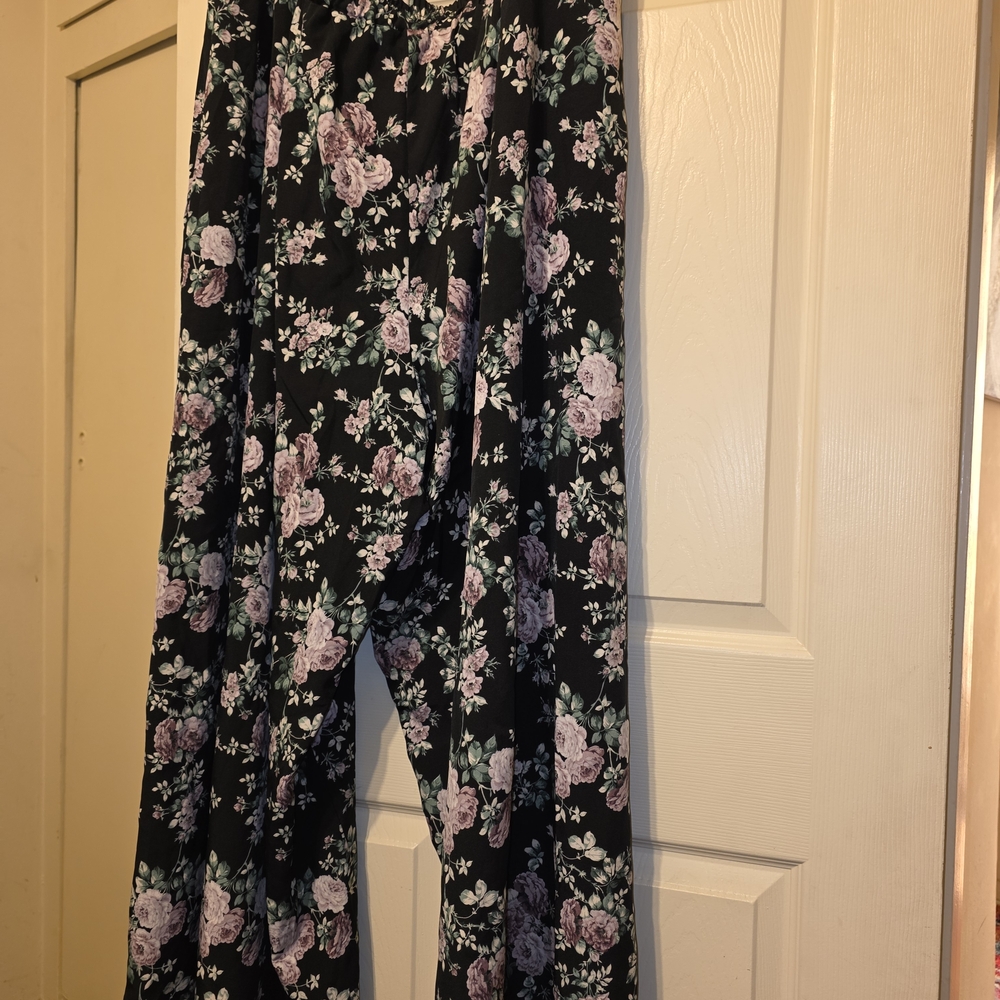 Floral Black Women's Pants
